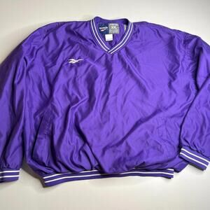 Vintage Reebok Purple Pullover Windbreaker Jacket Men’s XXL – V-Neck Lined Nylon